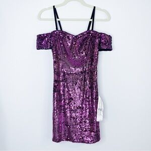 Dress the Population - Purple Sequins Dress